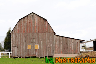 Brown Barn & Clouds painting