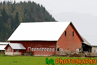 Red Barn on Farm painting