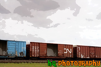 Side of Train & Clouds painting