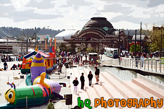 Setting up for Daffodil Parade, Tacoma painting