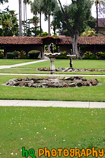 Fountains & Grass of Mission Gardens, SCU painting