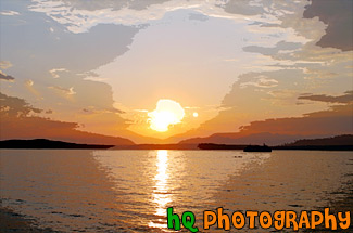 Olympic Mountains Sunset from Alki Beach painting