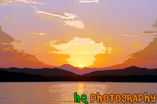 Orange Sunset Behind Olympic Mountains painting