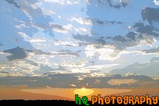 Blue Sky, Clouds & Orange Sunset painting