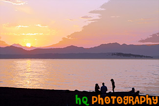 Alki Beach Sunset & People painting