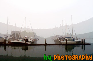 Sailboats in Fog painting