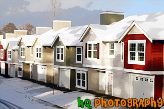 Row of Townhouses in Snow painting