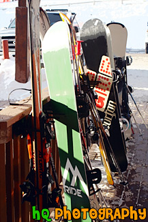 Snowboards & Skis painting