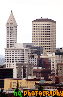 Seattle Buildings & Clouds painting