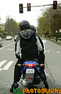 Two People on a Motor Bike painting