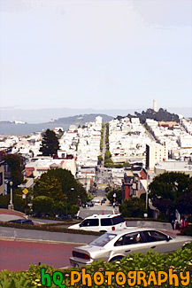 Cars Going Down Lombard Street painting