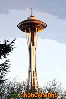 Space Needle During Sunset painting