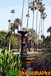 Fountain at Will Rogers Memorial Park painting