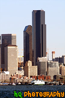 Seattle Buildings & Ferry painting