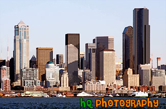 Seattle Buildings From Alki Beach painting