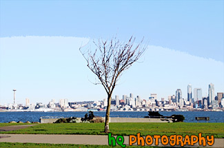 Seattle, Tree & Blue Sky painting