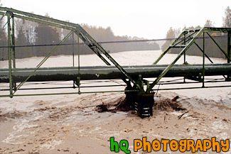 Flooded River Under Bridge painting