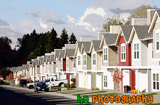 Line of Townhouses painting