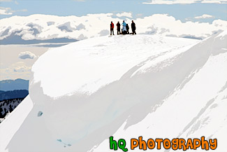 People on Top of Snowy Hill for Snowshoe Trip painting