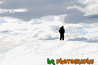 Man Looking Over Ledge painting