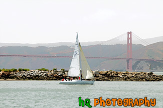 Sail Boat & Golden Gate Bridge painting