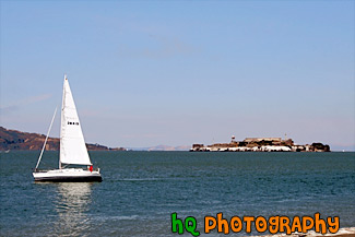 Alcatraz & Sailboat painting