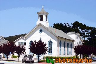 White & Blue Church painting