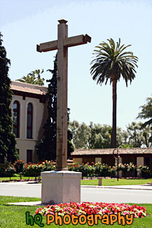 Wooden Cross on College Campus painting