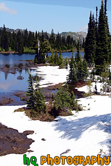 Snow Around Reflection Lake painting