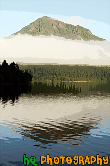 Lake Cresent Fog & Reflection painting