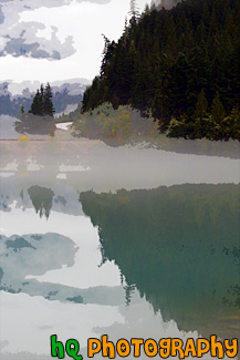 Clouds & Trees Reflection in Diablo Lake painting