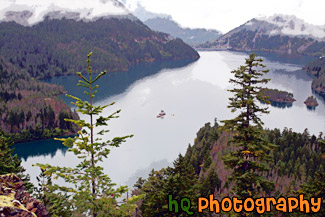 Clouds, Fog & Diablo Lake painting