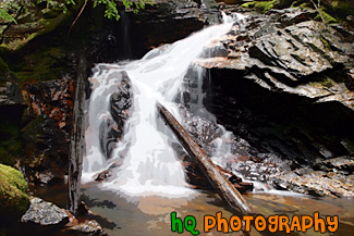 Waterfall, Rocks, & Logs painting