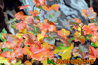 Red, Orange & Green Leaves painting