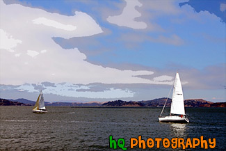Two Sailboats in San Francisco Bay painting