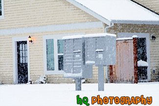 Snow Falling in Residential Area painting