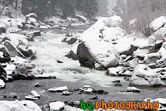 River & Snowy Rocks painting