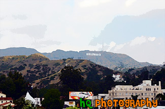 Hollywood Sign on Hill in Distance painting