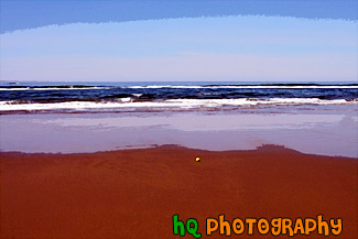 Tennis Ball on Ocean Beach painting