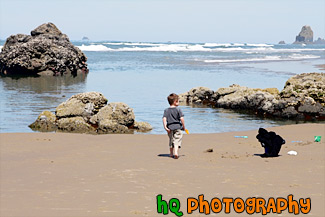 Little Boy on Beach painting