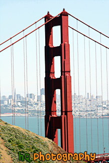 Vertical Golden Gate Bridge Close Up painting