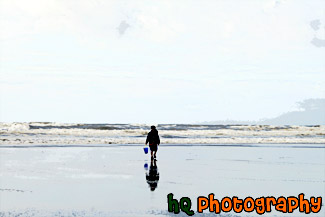 Kid with Bucket on Beach painting