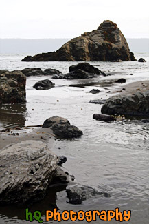 Ocean Rocks Along Beach painting