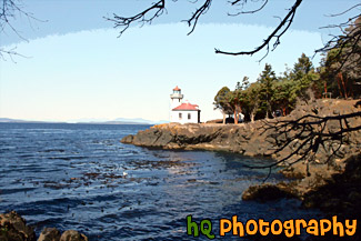 Lime Kiln Lighthouse & Branches painting