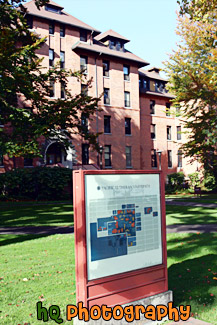 Pacific Lutheran University Sign & Harstad Hall painting