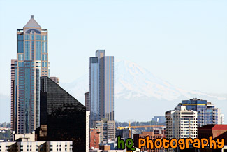 Seattle Buildings & Mt. Rainier painting