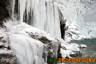 Icicles on Rocks painting