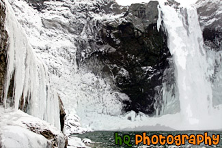 Icicles Surrounding Waterfall painting