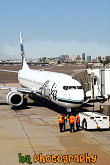 Alaska Airlines Airplane at Phoenix Airport painting