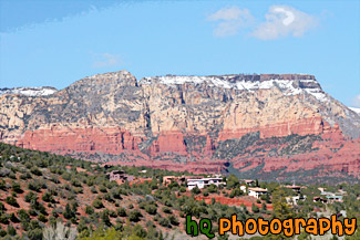 Sedona Red Rock & Houses on Hill painting